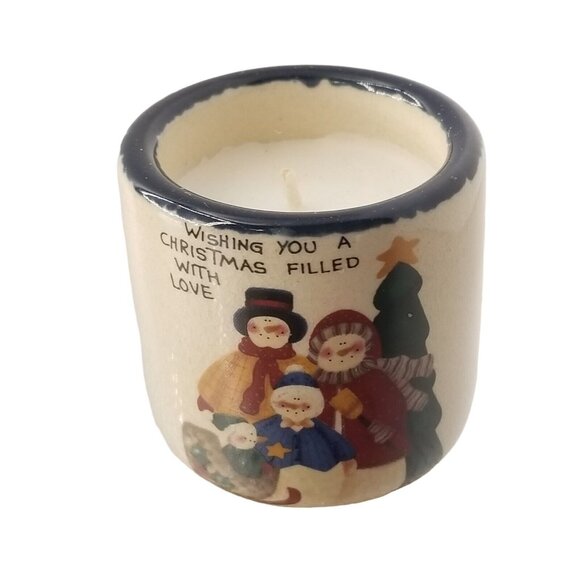 Votives Snowman Family Friends Candle Crocks AND Candles Merry Christmas Set - Picture 7 of 11